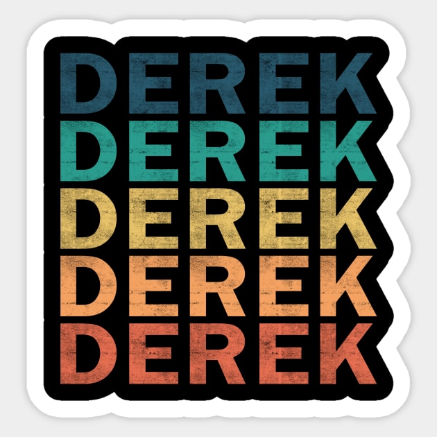 Derek Name T Shirt - Derek Vintage Retro Name Gift Item Tee Sticker by henrietacharthadfield